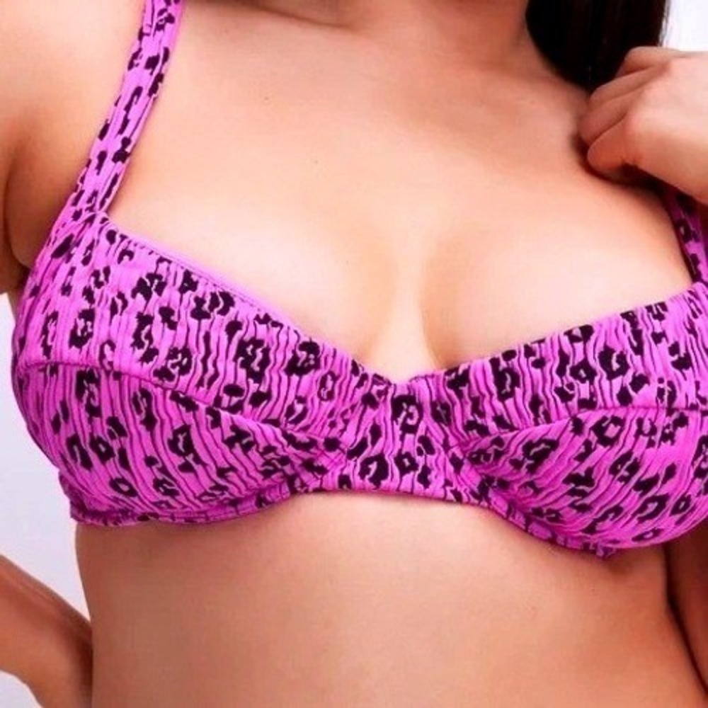 Good American Always Fit Underwire Bikini Top Women's XL Lollipop Leopard NWT